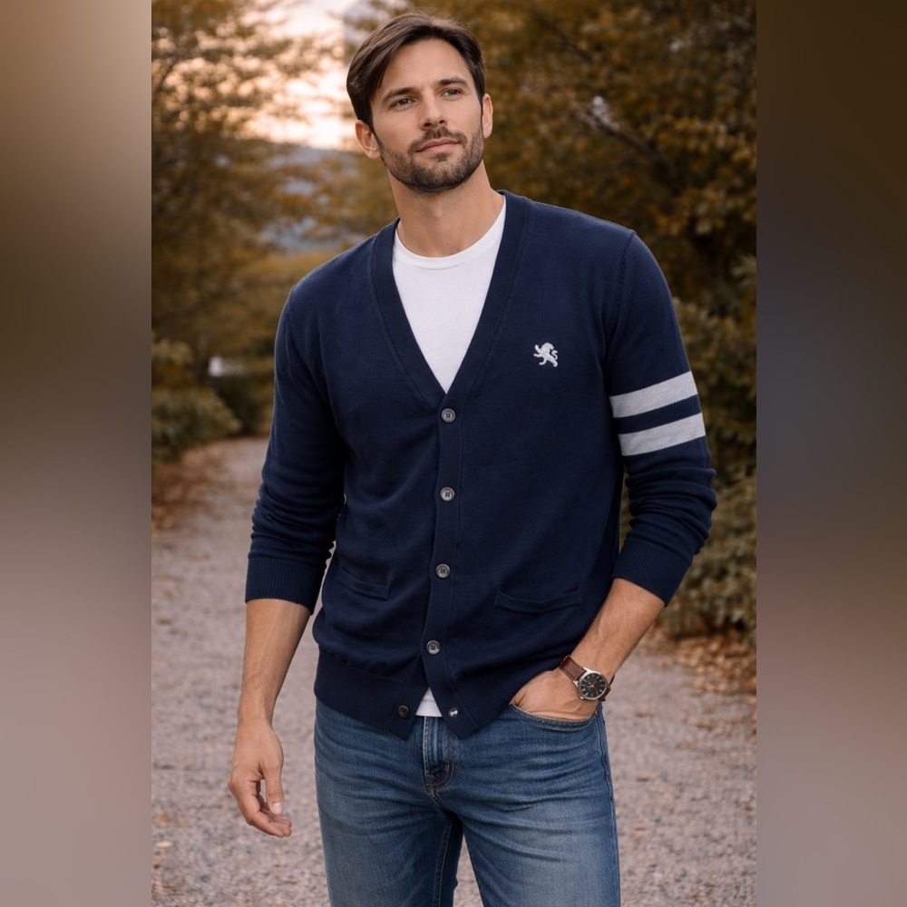 NWT Express‎ Men’s Cotton Cardigan Navy Classic Casual , size M